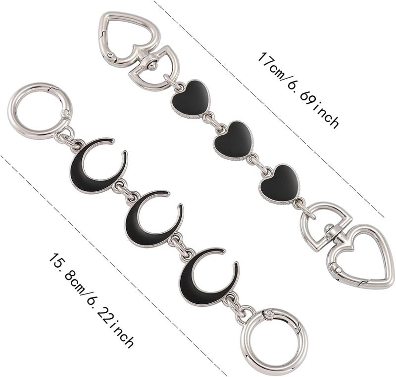 Anbys Store Silver Purse Extender Chain Purse Strap Extender Bag Chain Purse Charms(Black Heart/Moon) - Image 5